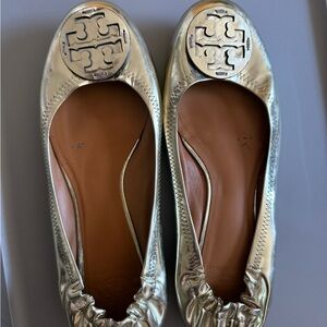 Tory Burch Gold Ballet Flats